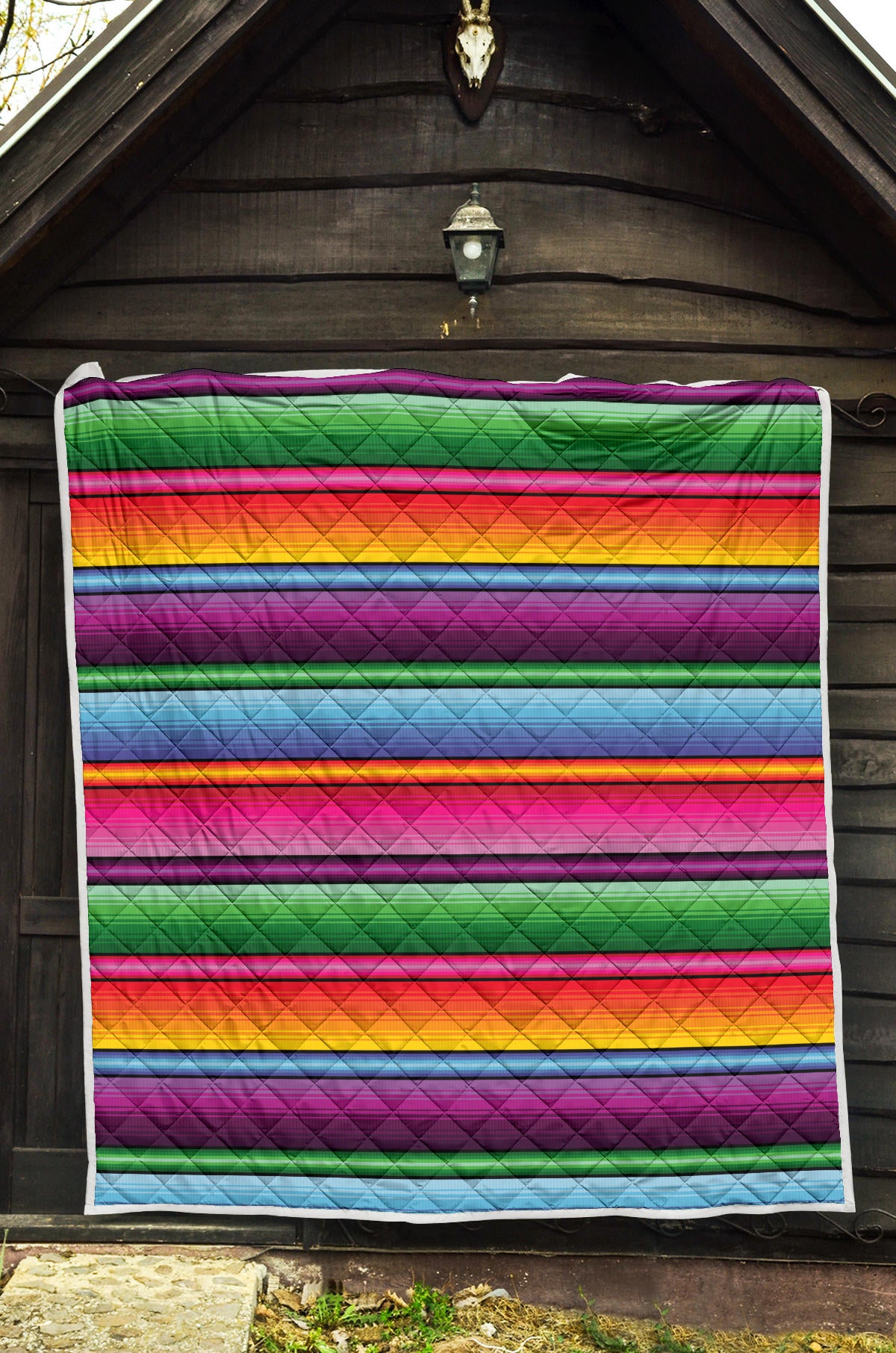 Mexican Blanket Colorful Print Pattern Quilt Bedspread