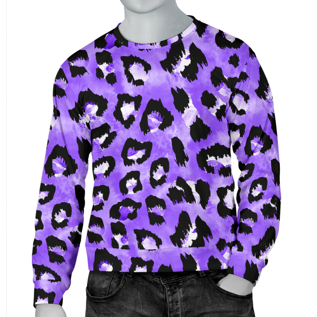 Leopard Purple Skin Print Men Long Sleeve Sweatshirt