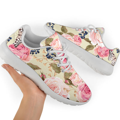 Floral Pink Butterfly Print Athletic Shoes