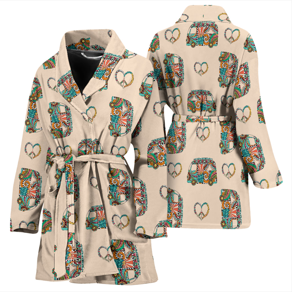 Hippie Van Peace Print Design LKS303 Women Bathrobe