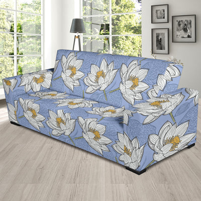 Lotus Pattern Print Design 04 Sofa Slipcover