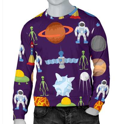 Alien Astronaut Planet Men Long Sleeve Sweatshirt