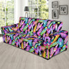 Neon Feather Pattern Print Design A02 Sofa Slipcover