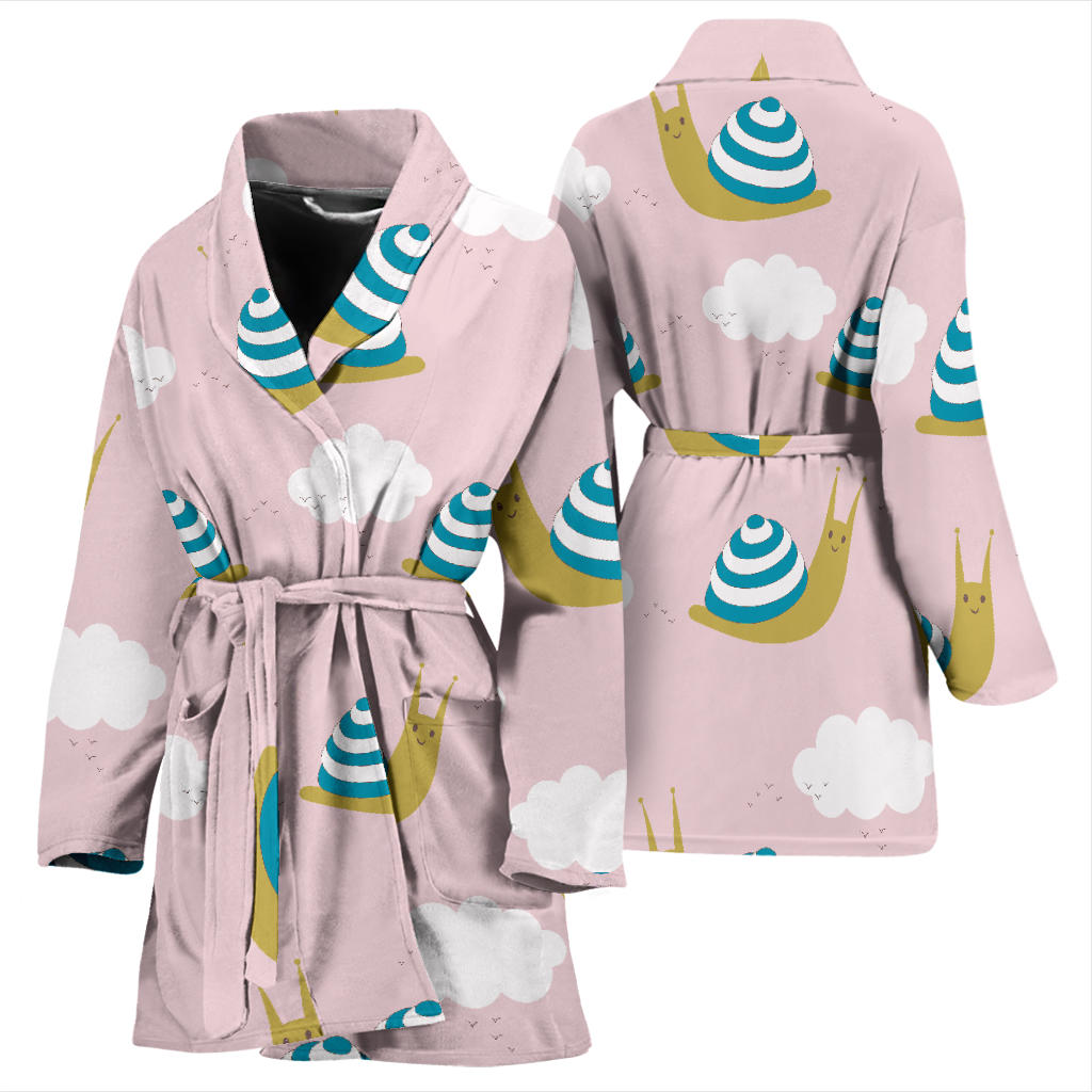 Snail Pattern Print Design 02 Women Bathrobe