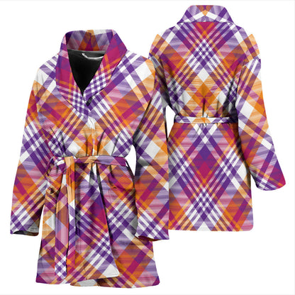 Madras Pattern Print Design 02 Women Bathrobe