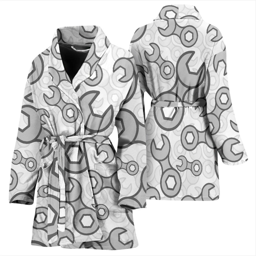 Mechanic Pattern Print Design 05 Women Bathrobe