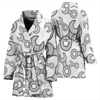 Mechanic Pattern Print Design 05 Women Bathrobe