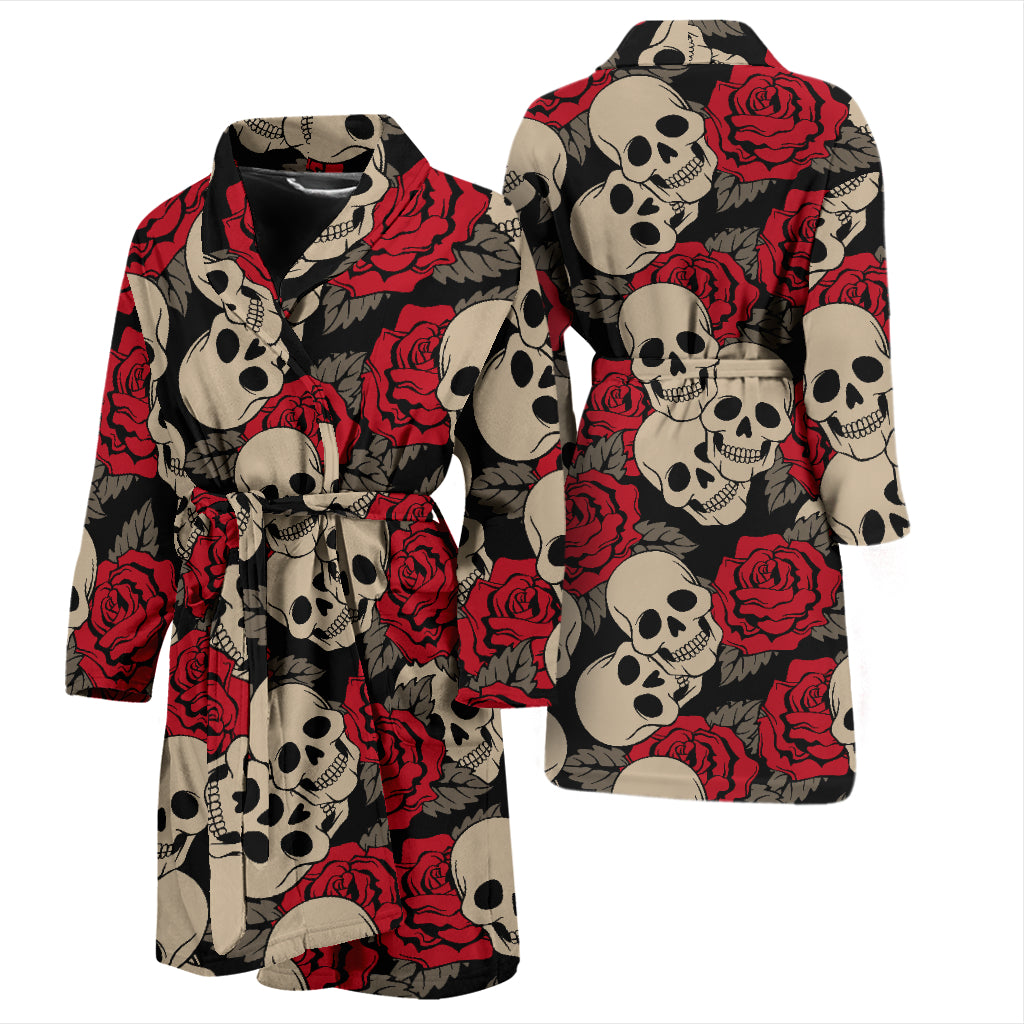 Skull And Roses Print Design LKS301 Men Bathrobe