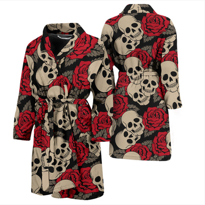 Skull And Roses Print Design LKS301 Men Bathrobe