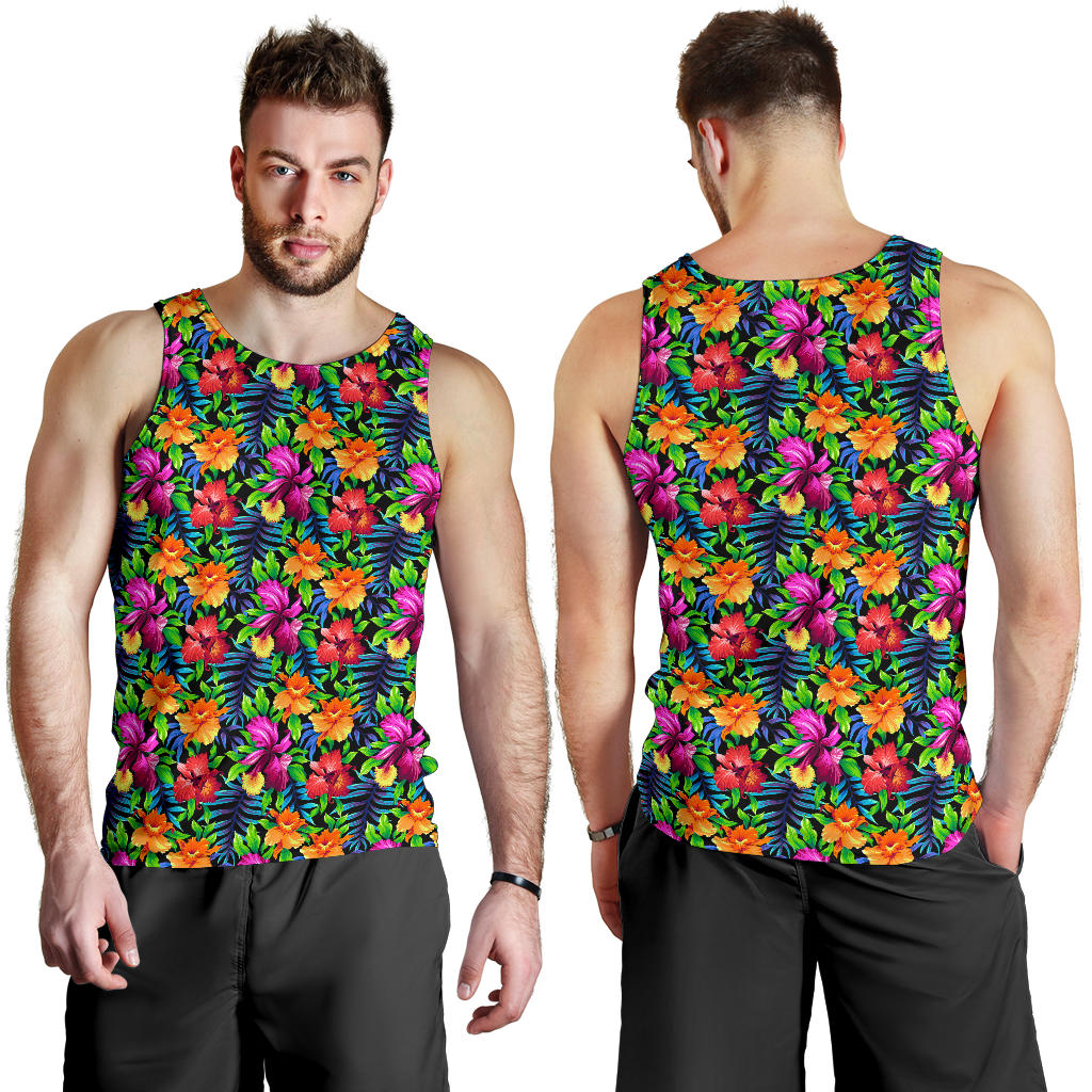Tropical Folower Colorful Print Men Tank Top