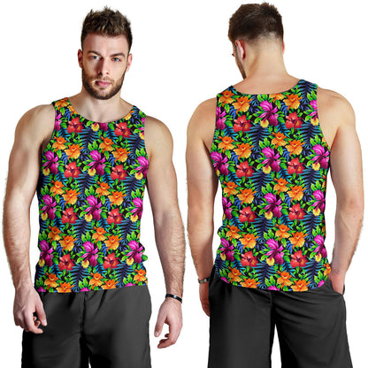 Tropical Folower Colorful Print Men Tank Top