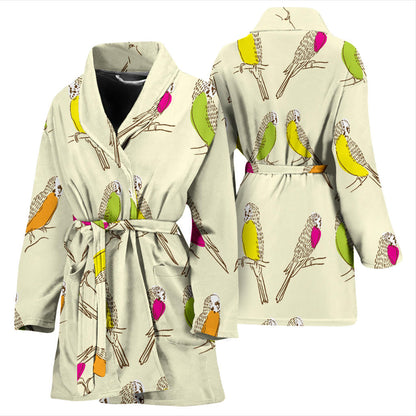 Parakeet Pattern Print Design A01 Women Bathrobe
