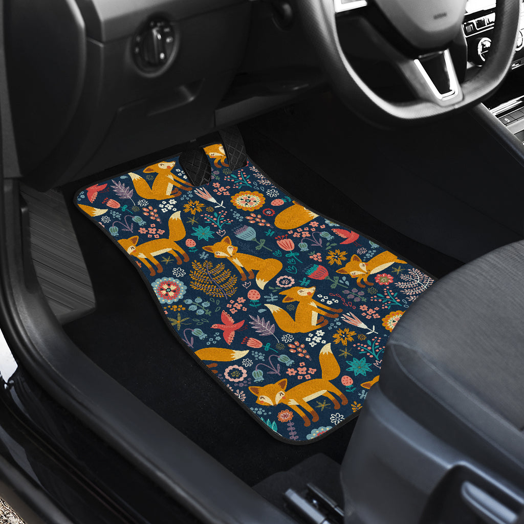 Fox Cute Jungle Print Pattern Car Floor Mats Front Back