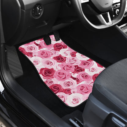 Pink Red Rose Pattern Print Car Floor Mats Front Back