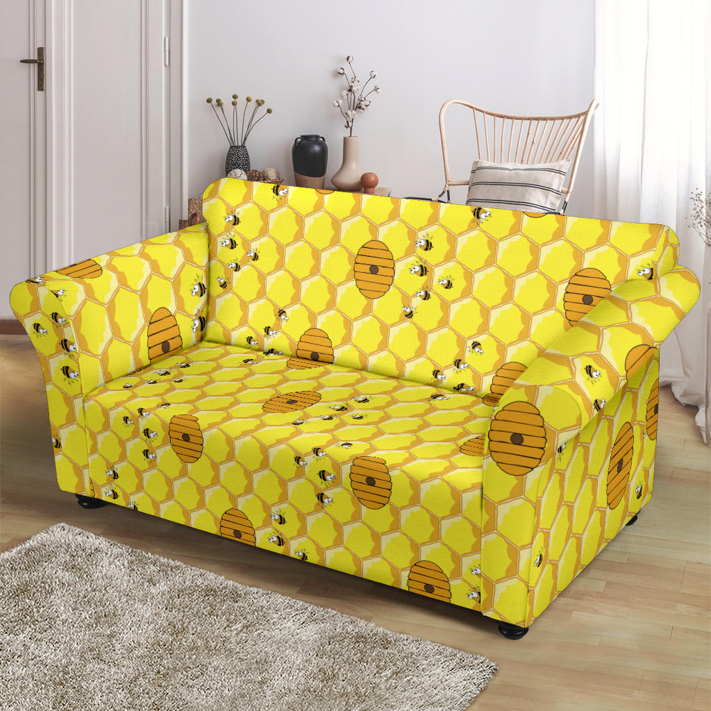 Honey Bee Print Design LKS303 Loveseat Couch Slipcover
