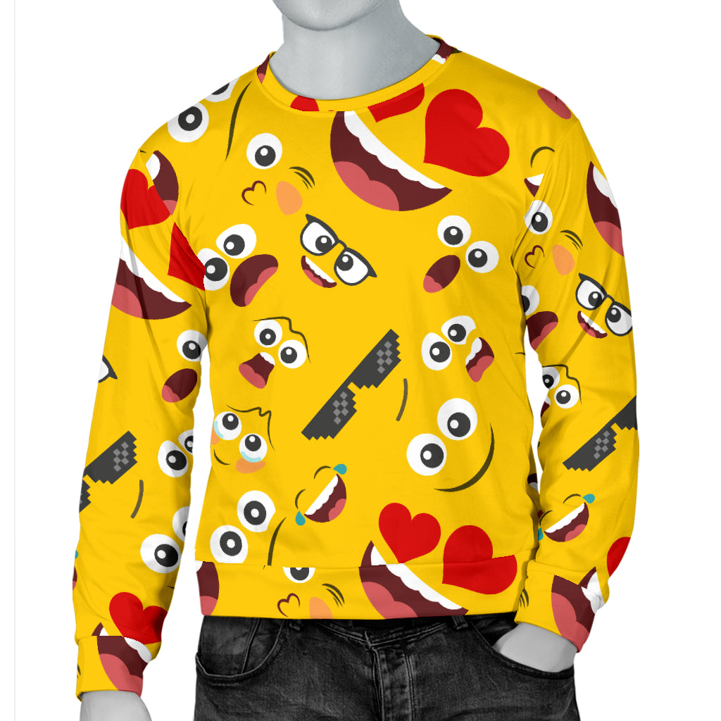 Emoji Face Print Pattern Men Long Sleeve Sweatshirt