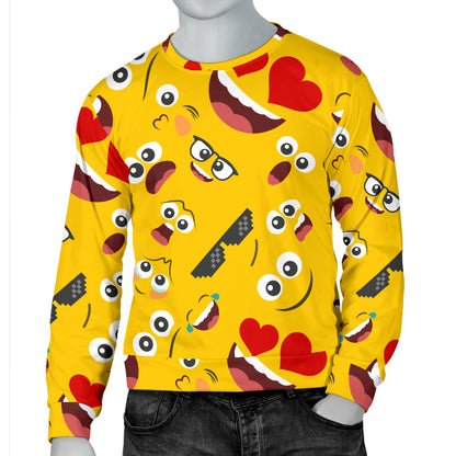 Emoji Face Print Pattern Men Long Sleeve Sweatshirt