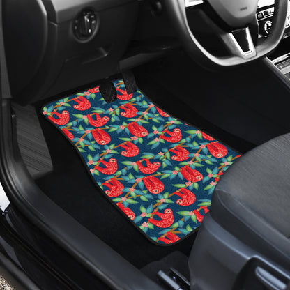 Sloth Red Design Themed Print Car Floor Mats Front Back
