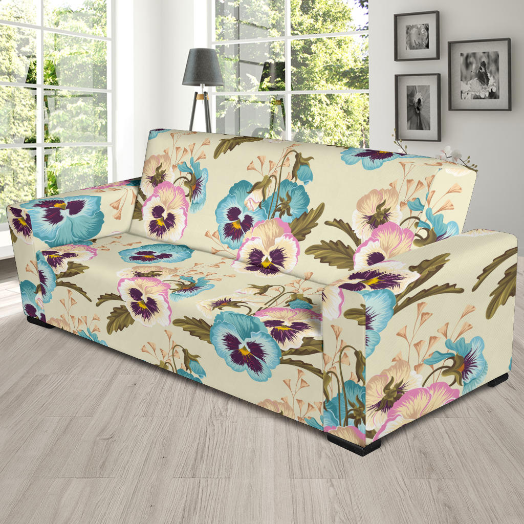 Pansy Pattern Print Design A02 Sofa Slipcover