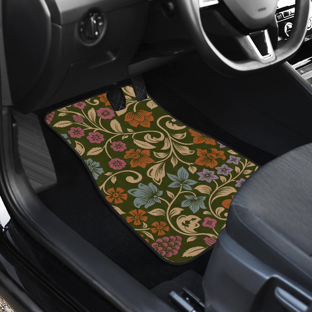 Floral Vintage Print Pattern Car Floor Mats Front Back