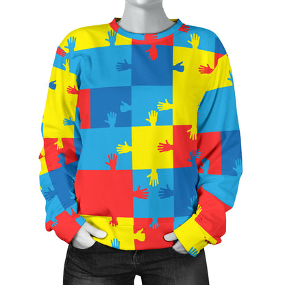 Autism Awareness Design Themed Print Women Long Sleeve Sweatshirt