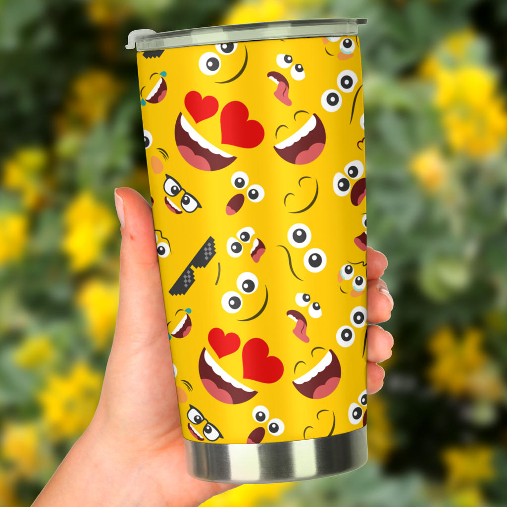 Emoji Face Print Pattern Tumbler