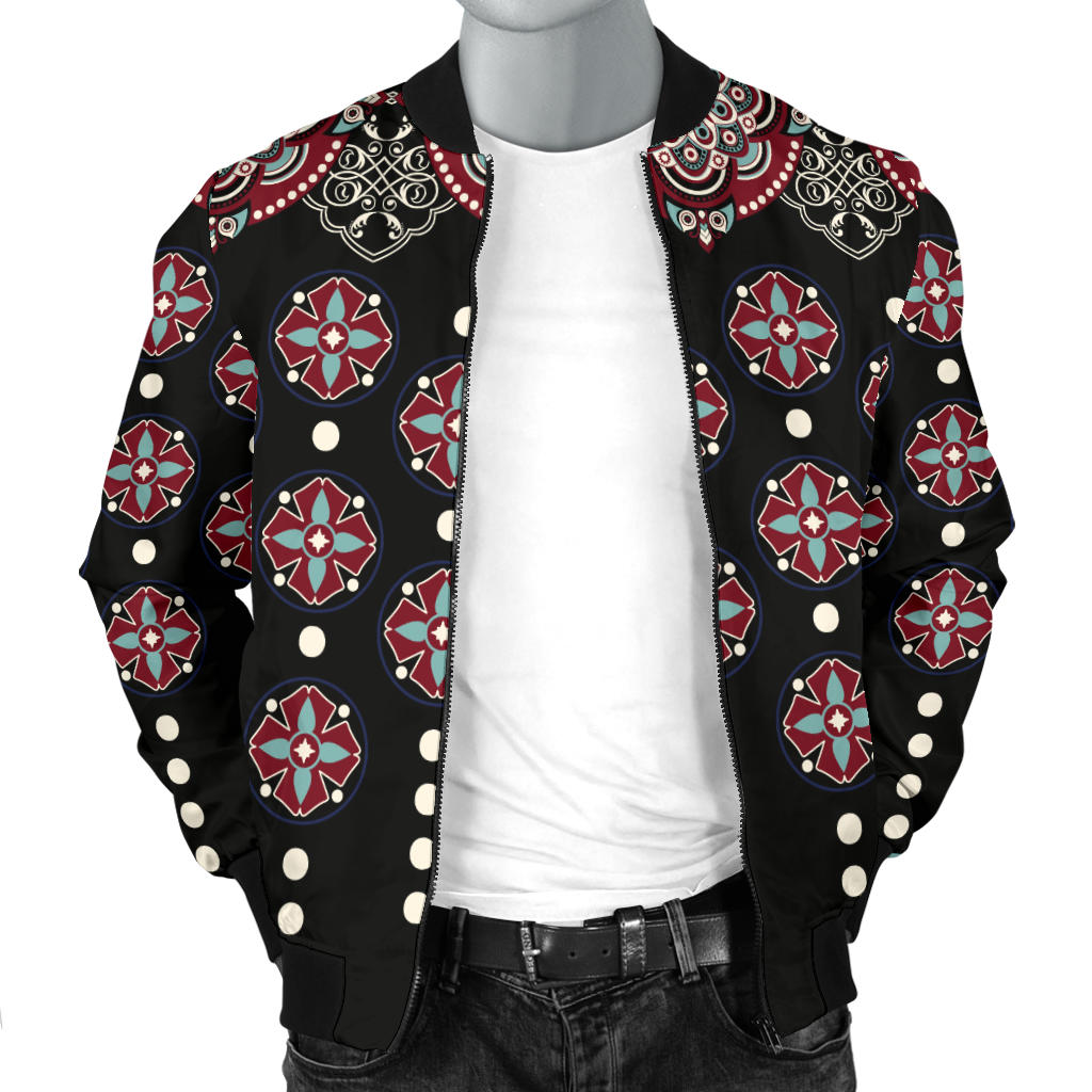Ethnic Dot Style Print Pattern Men Bomber Jacket