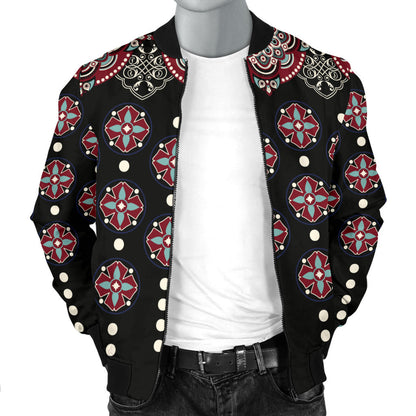 Ethnic Dot Style Print Pattern Men Bomber Jacket