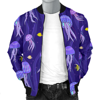 Jellyfish Style Print Men Bomber Jacket