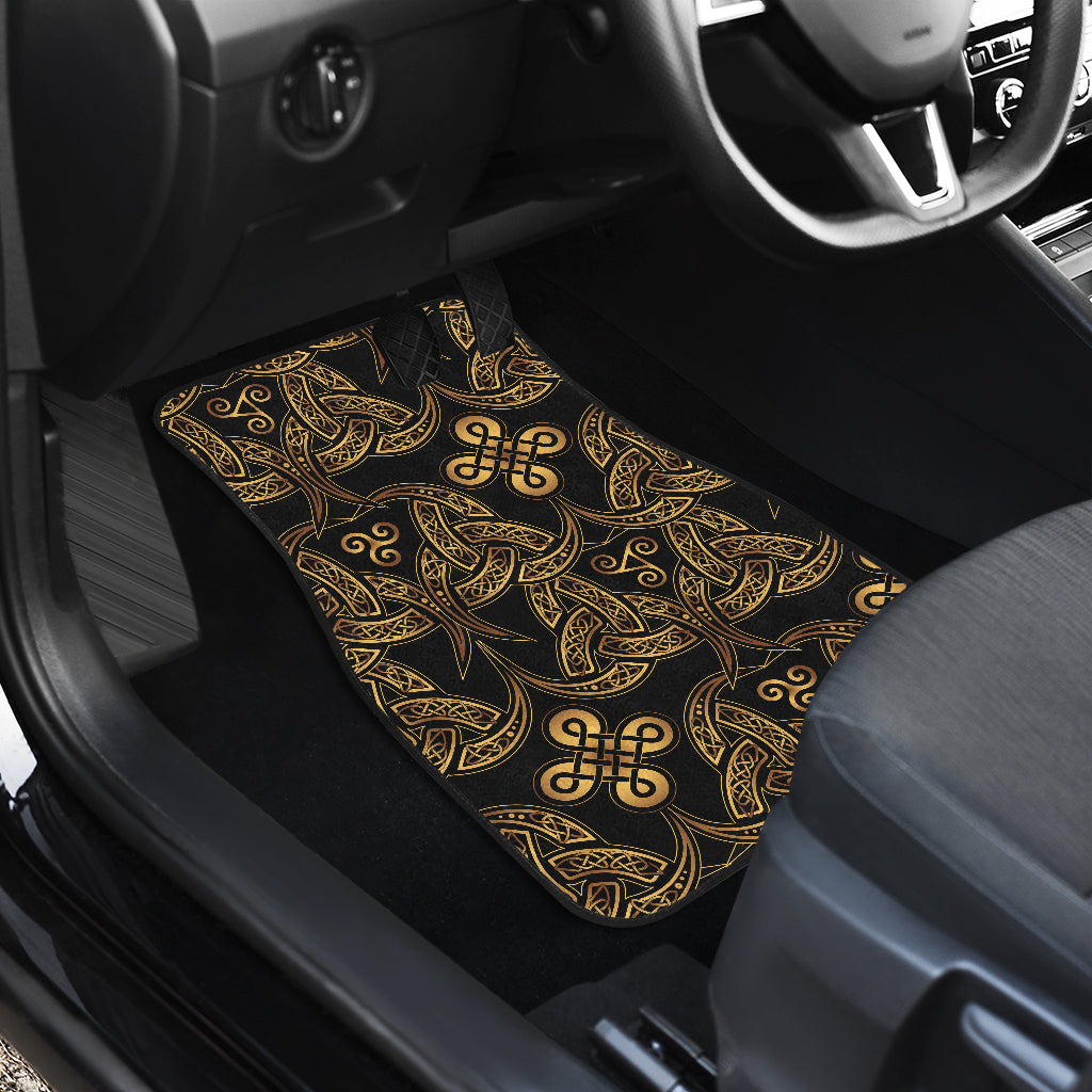 Celtic Knot Gold Design Car Floor Mats Front Back