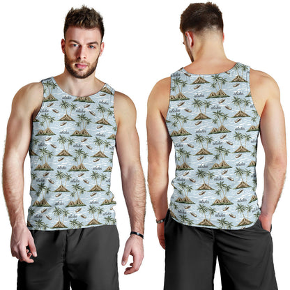 Aloha Hawaii island Design Themed Print Men Tank Top