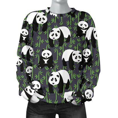 Panda Bear Bamboo Themed Print Women Long Sleeve Sweatshirt