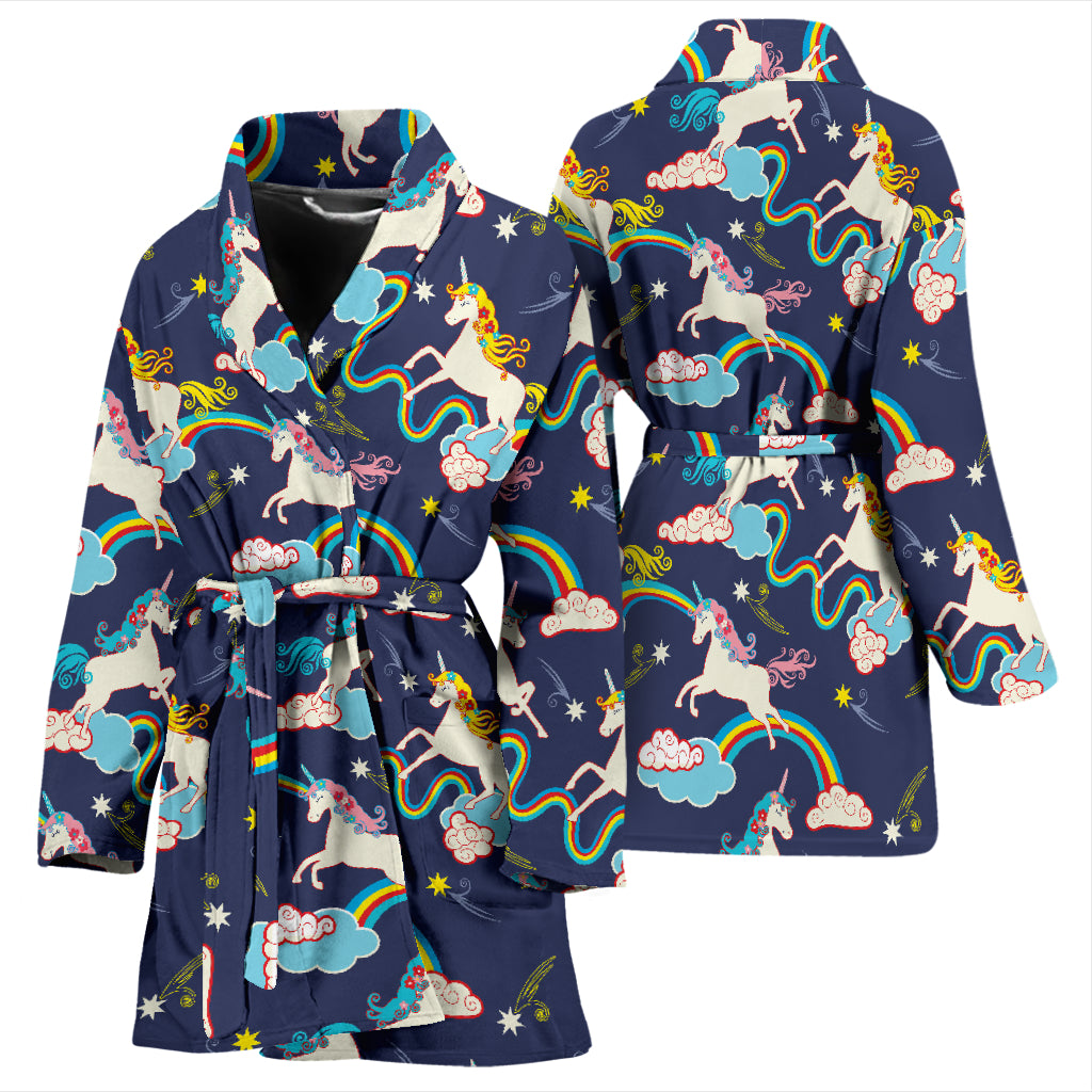 Unicorn Print Design LKS304 Women Bathrobe