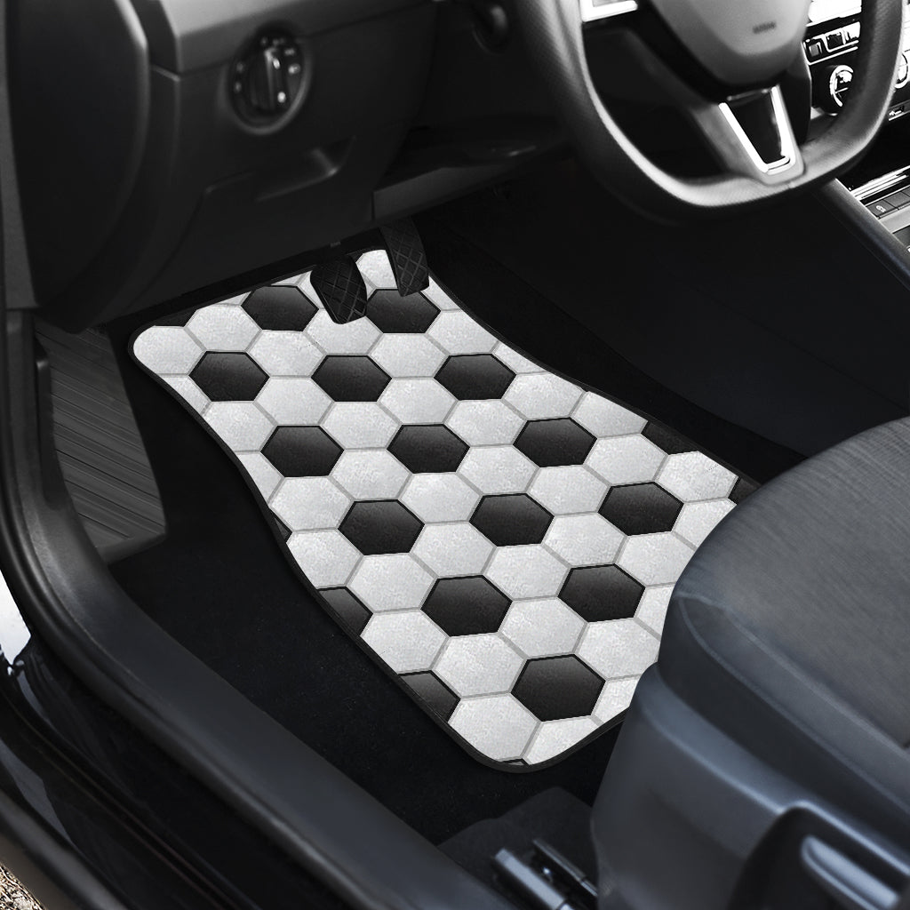 Soccer Ball Texture Print Pattern Car Floor Mats Front Back