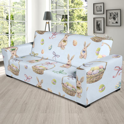 Rabbit Easter Eggs Pattern Print Design 03 Sofa Slipcover