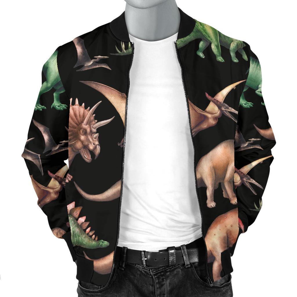 Dinosaur Print Pattern Men Bomber Jacket