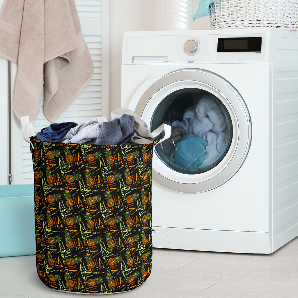 Aloha Hawaii Time Design Themed Print Laundry Basket