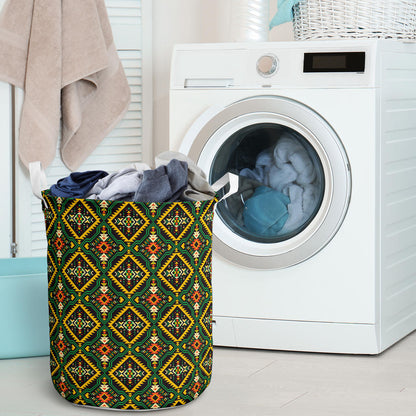 Kente Green Design African Print Laundry Basket