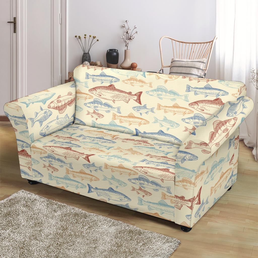 Salmon Fish Print Design LKS302 Loveseat Couch Slipcover