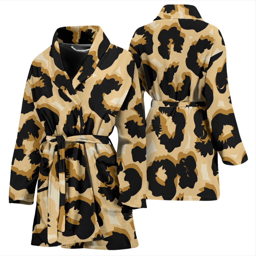 Jaguar Skin Pattern Print Design 02 Women Bathrobe