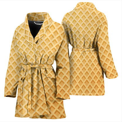 Waffle Texture Print Design LKS302 Women Bathrobe