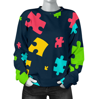 Autism Awareness Colorful Design Print Women Long Sleeve Sweatshirt