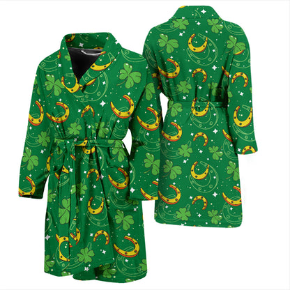Shamrock With Horse Shoes Print Design LKS305 Men Bathrobe