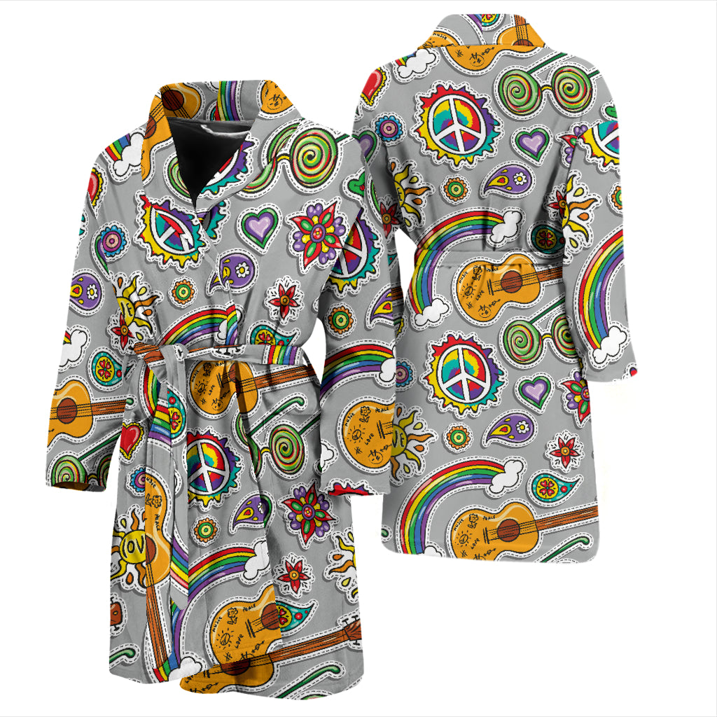 Hippie Print Design LKS306 Men Bathrobe