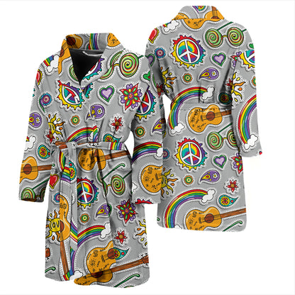 Hippie Print Design LKS306 Men Bathrobe
