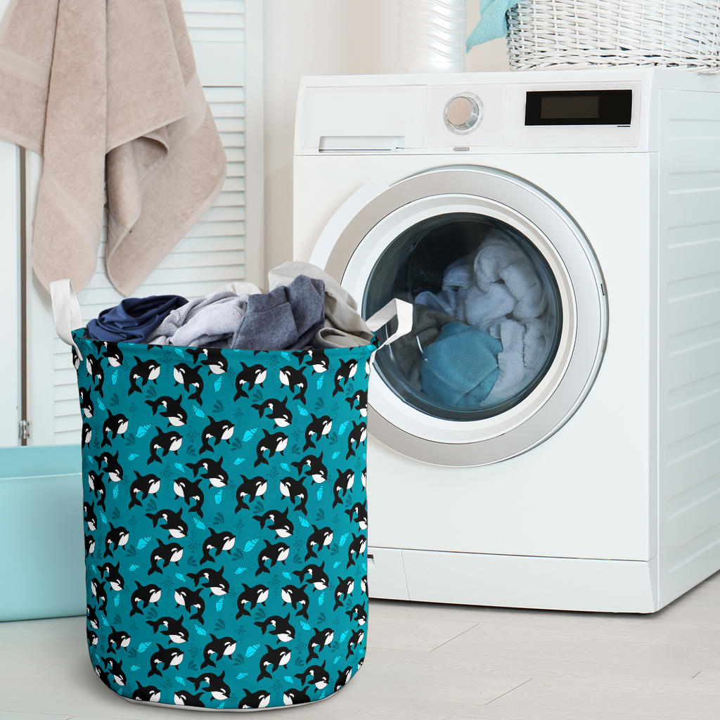 Whale Sea Design Themed Print Laundry Basket