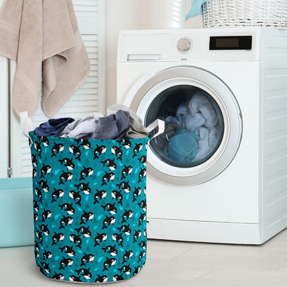 Whale Sea Design Themed Print Laundry Basket