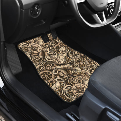 Nautical Tattoo Design Themed Print Car Floor Mats Front Back