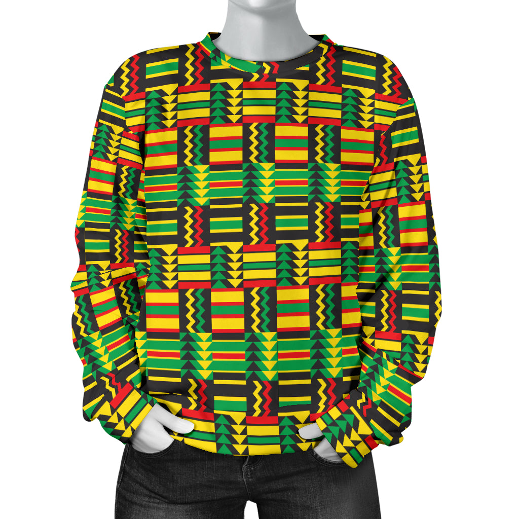 African Zip Zag Print Pattern Women Long Sleeve Sweatshirt
