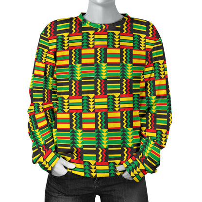 African Zip Zag Print Pattern Women Long Sleeve Sweatshirt